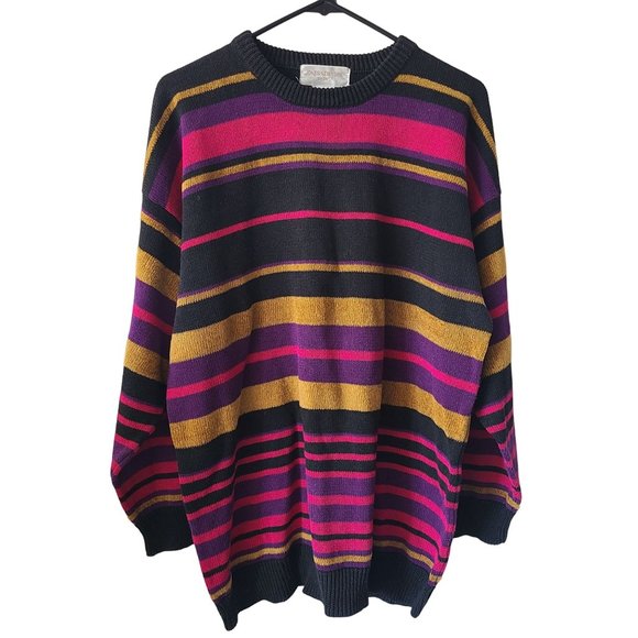VTG Jones New York Sport Striped Oversized Sweater Women's Size L - Picture 1 of 7